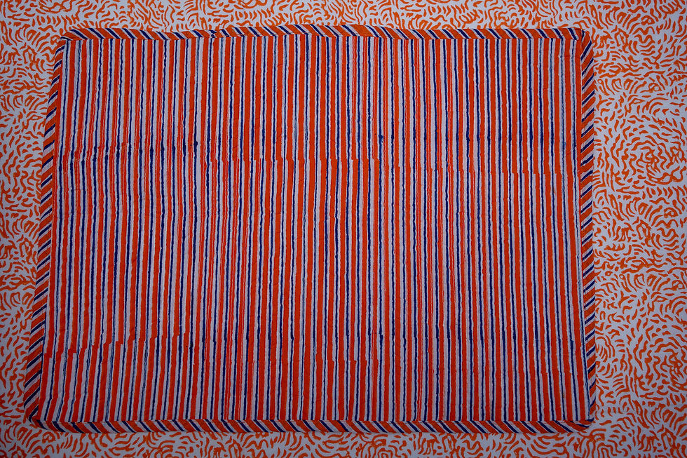 Thumbnail: Orange tablecloth abstract patterns