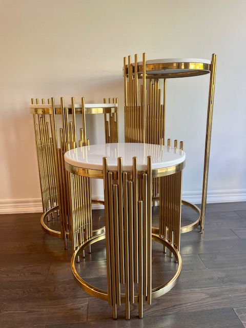 Gold Plinths, White Marble Stonetop