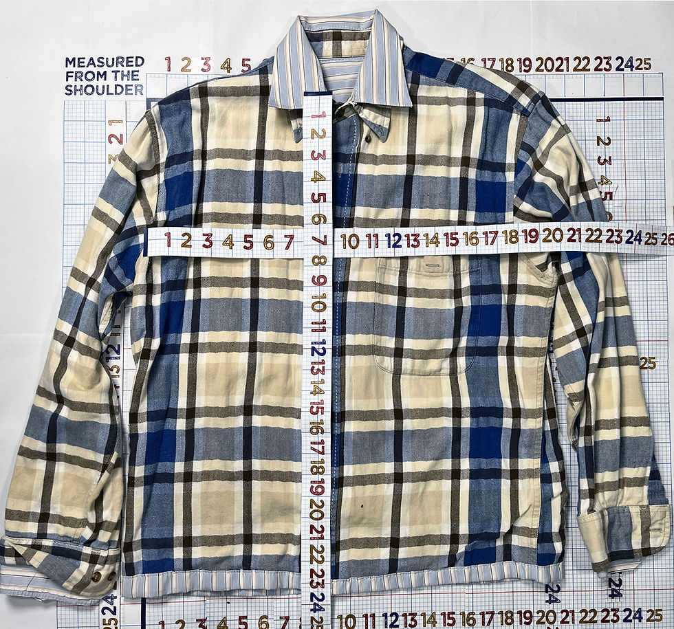 Thumbnail: Medium light blue and yellow plaid and blue striped shirt