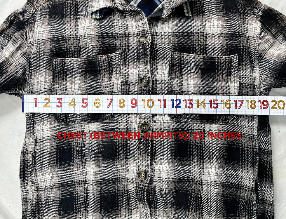 Thumbnail: Small brown plaid on blue plaid shirt with hand pockets!