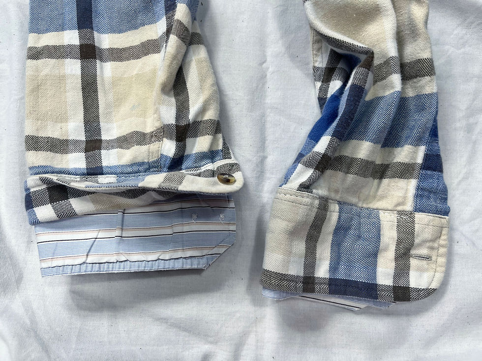 Thumbnail: Medium light blue and yellow plaid and blue striped shirt
