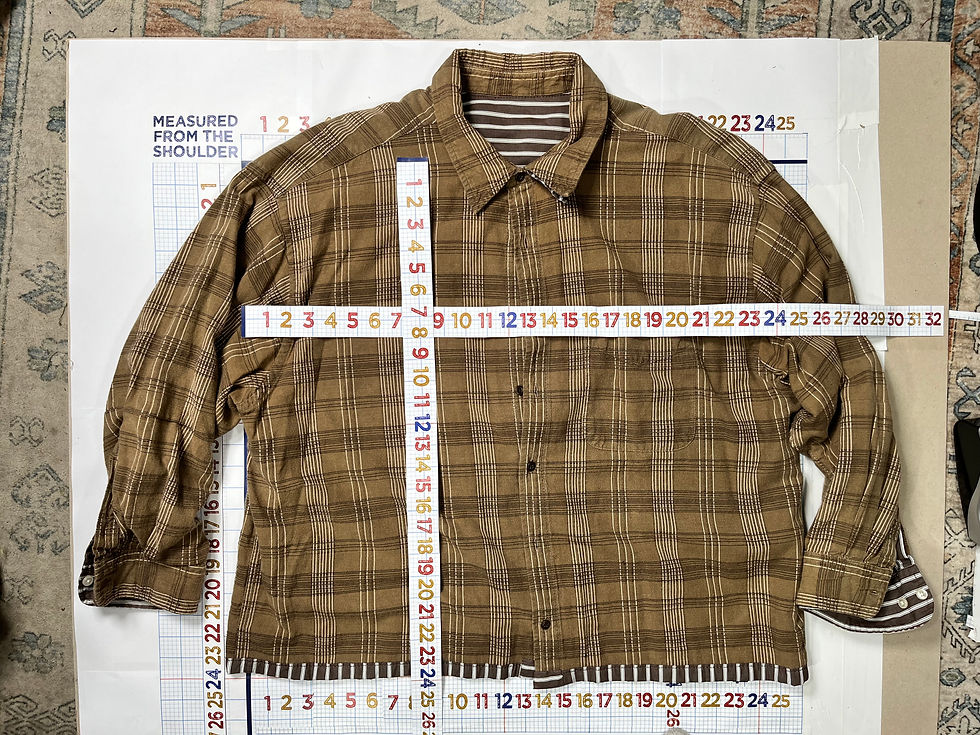 Thumbnail: XL brown plaid 3/4 sleeve shirt