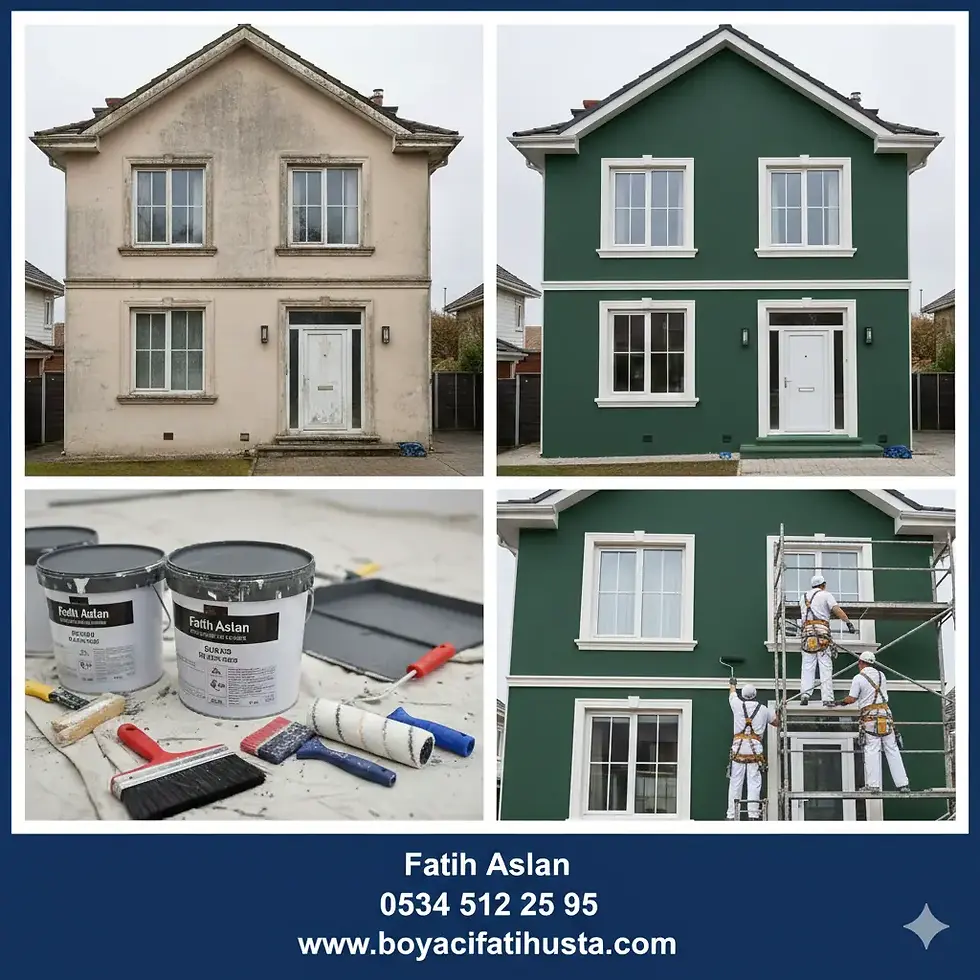 Mantolama işlemi tamamlanmış, estetik ve ısı yalıtımlı modern bina dış cephe görünümü