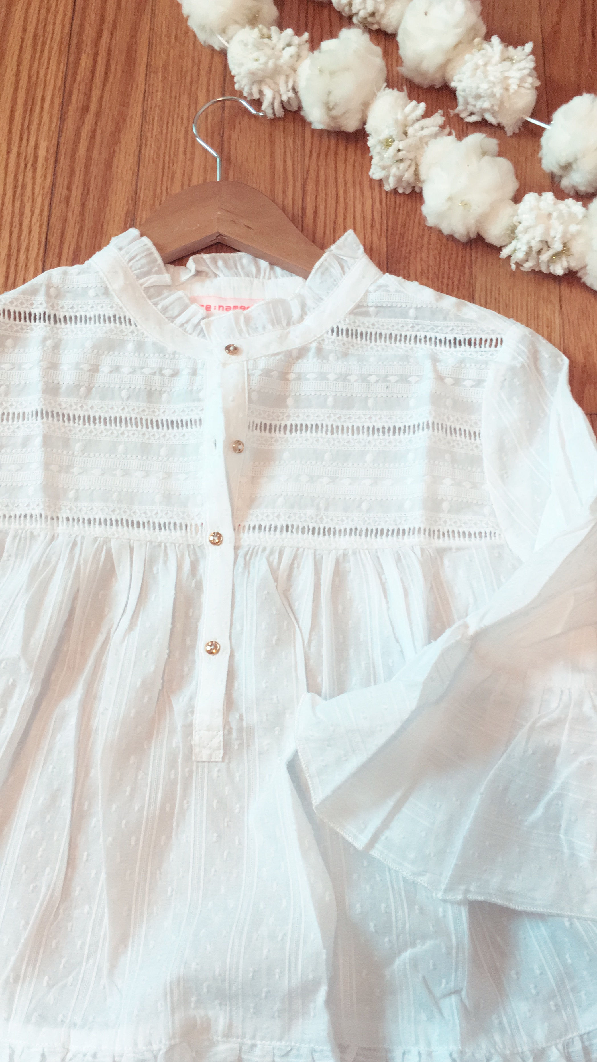 White Ruffle Sleeve Top