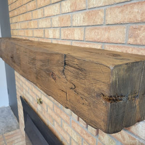 Classic reclaimed hand hewn mantel