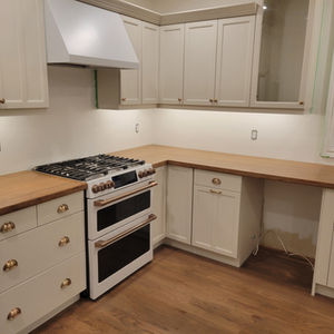 Amber brown wormy maple counter tops