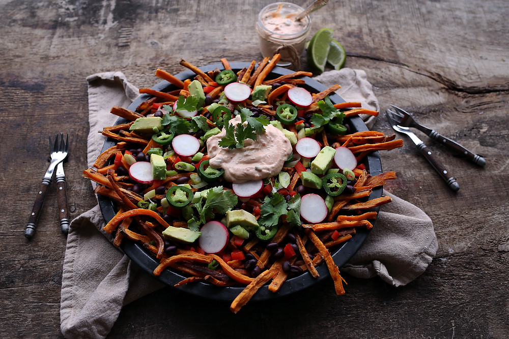 loaded sweet potato fries
