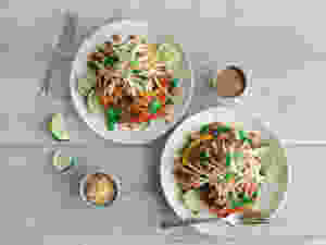 two plates with stir fry
