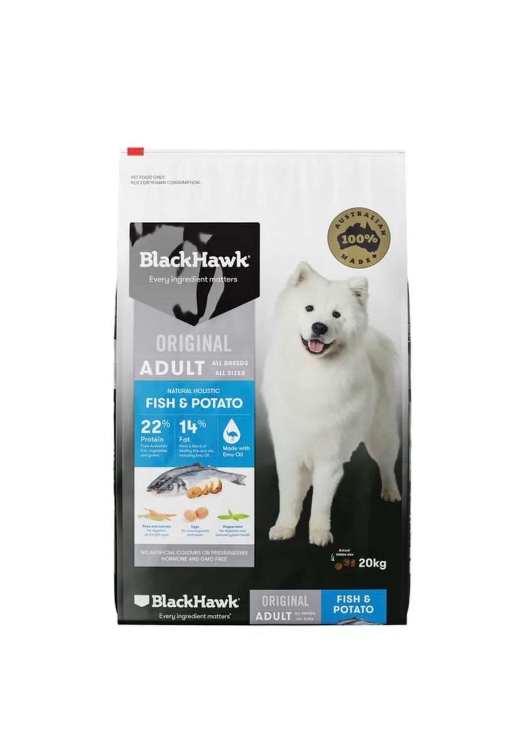 Adult Fish & Potato 20kg - BLACK HAWK - WP