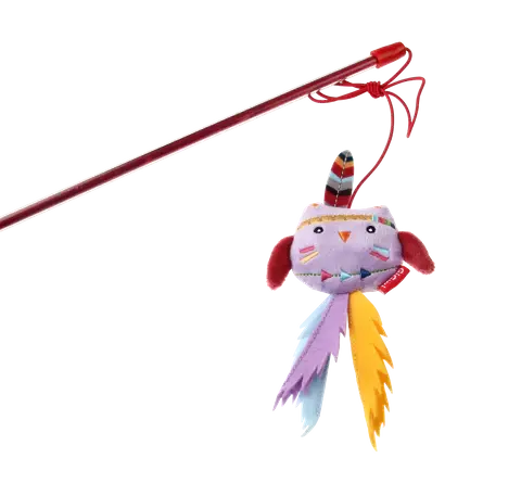 Happy Indians Catwand Owl with Feather-GIGWI