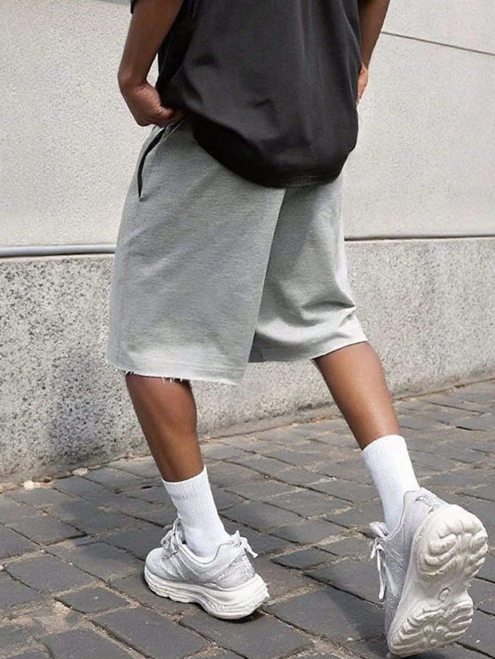 Thumbnail: [UBSP-017] Loose Casual Knee Length Shorts - Grey