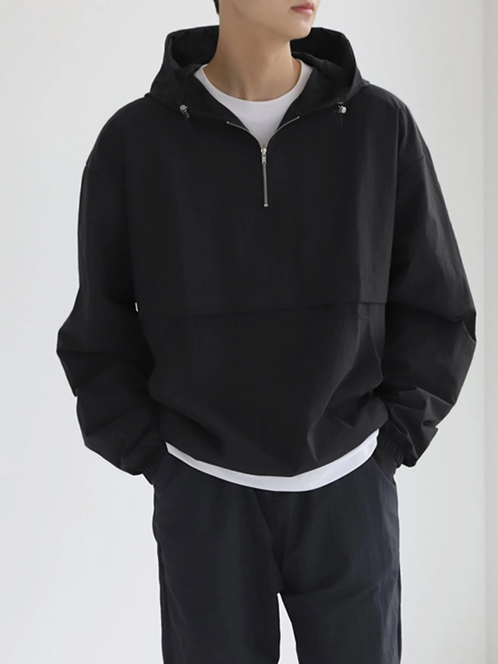 Thumbnail: [UBLS-030] Hoodie Anorak Jaket - Black