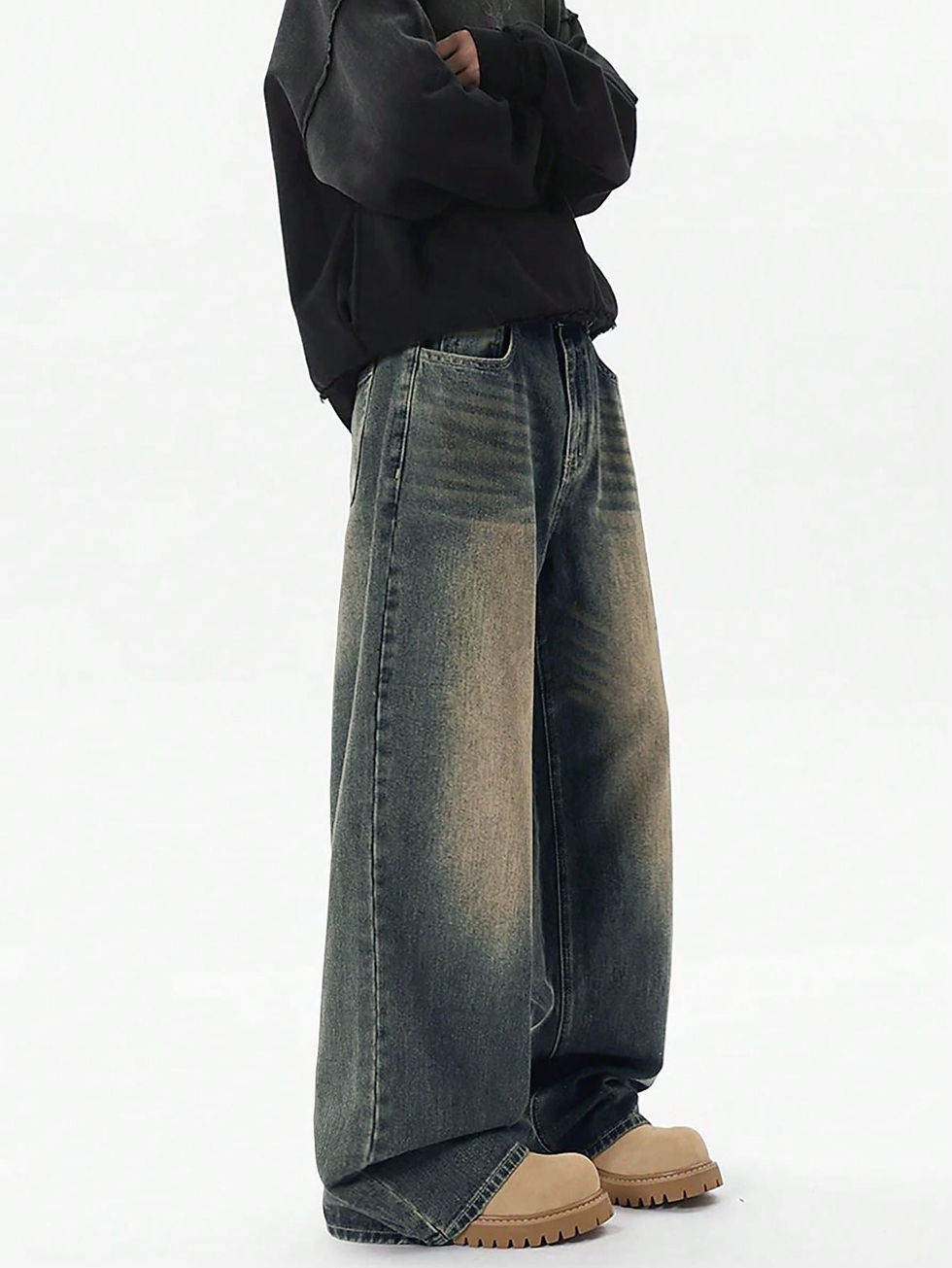 Thumbnail: [UBLP-013] Loose Fit Vintage Distressed Washed Jeans - Blonze