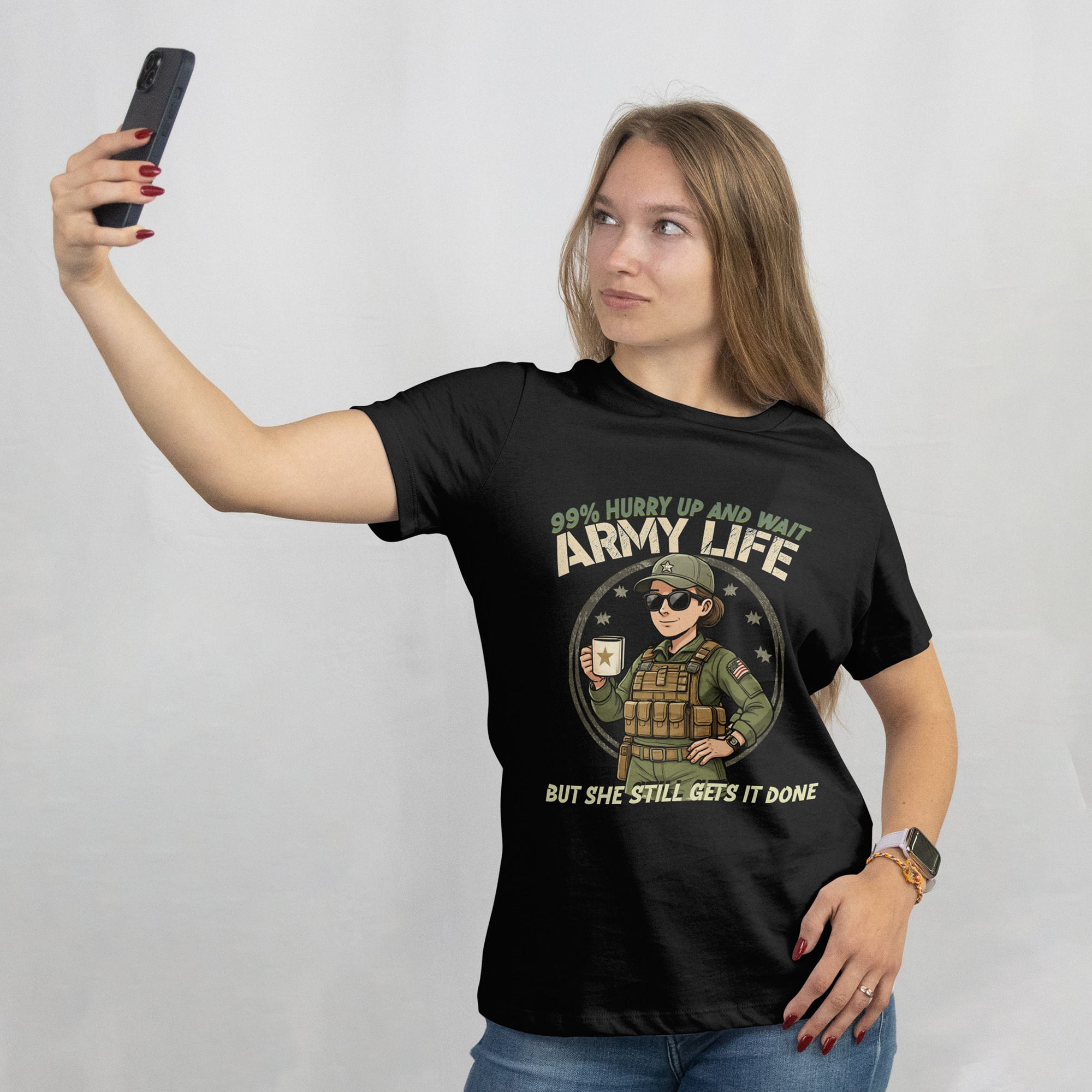 Army Wife Graphic Apparel black T-shirt
