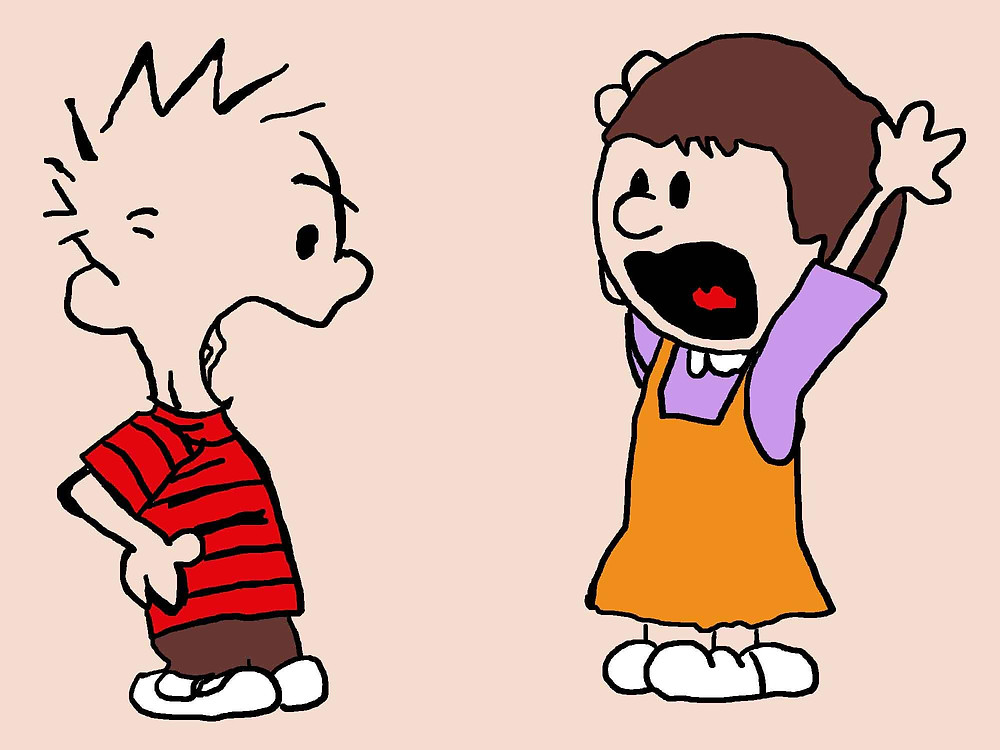 Cartoon of Calvin and Sally arguing