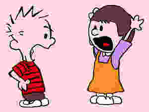 Cartoon of Calvin and Sally arguing