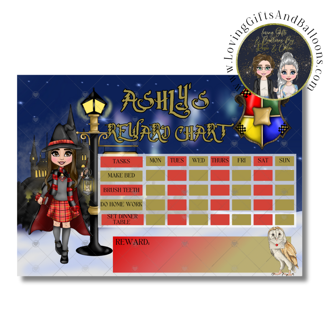 Wizard theme Magnetic Reward Chart Design 2