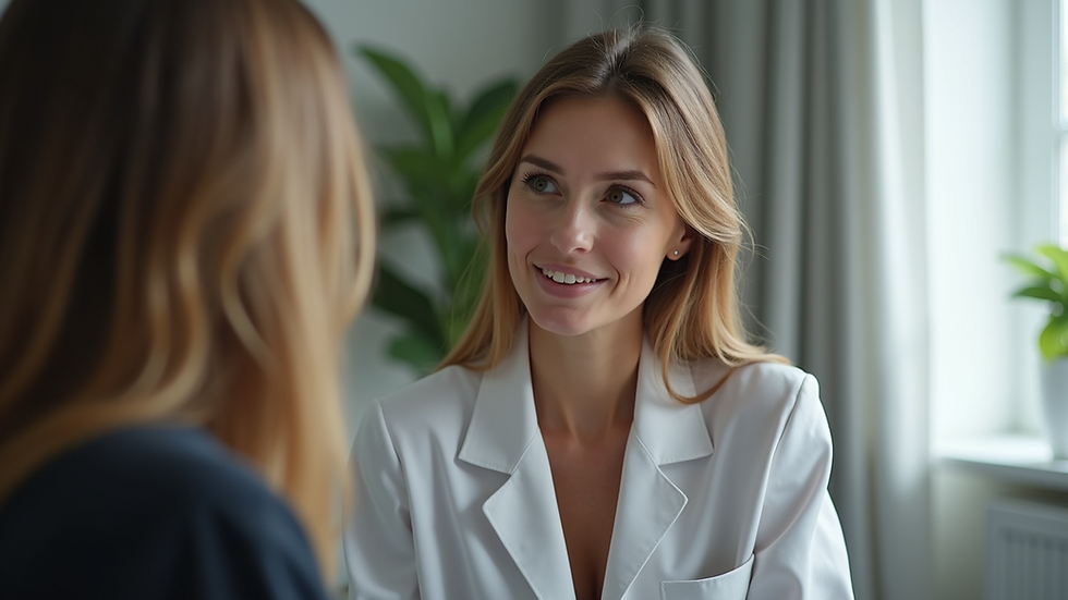 Close-up view of a therapist and client engaged in a conversation
