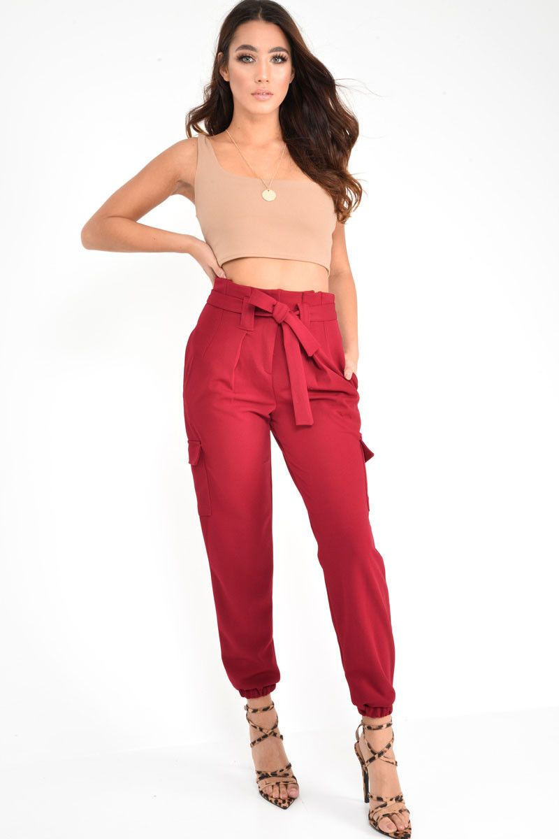 HIGH WAISTED PAPERBAG CARGO TROUSERS