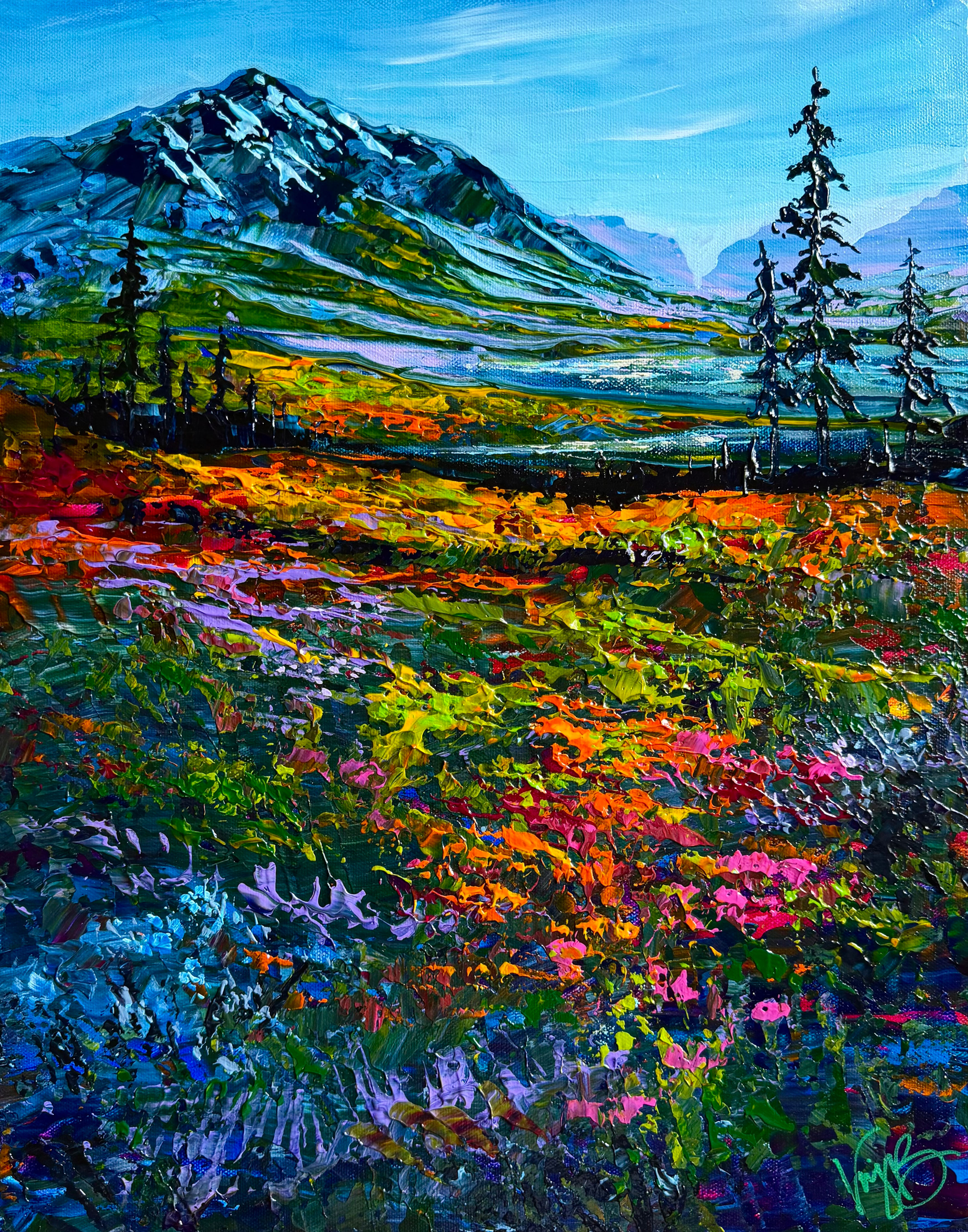 Where Wildflowers Meet the Mountains Original