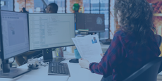 Tech startup company HR employee looking at CVs and doing background checks