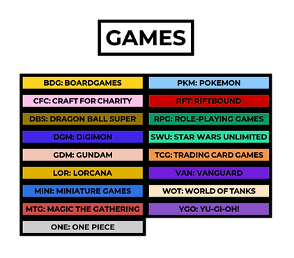 weekly events timetable colour chart