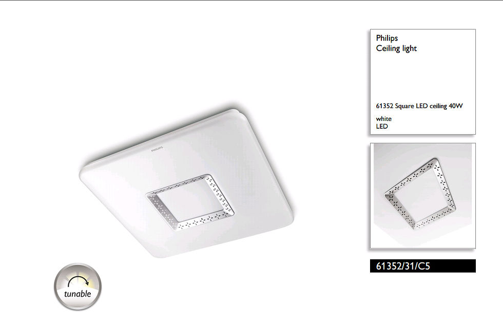 飛利浦/PHILIPS 40W可調色LED天花吸頂燈61352