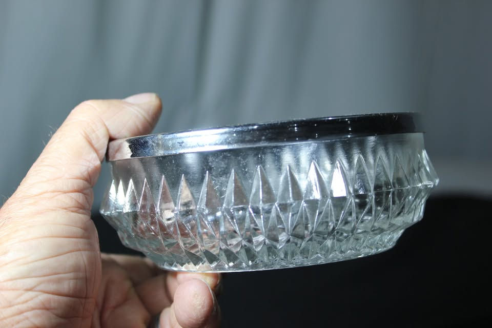 Thumbnail: GLASS BOWL WITH SILVER RIM