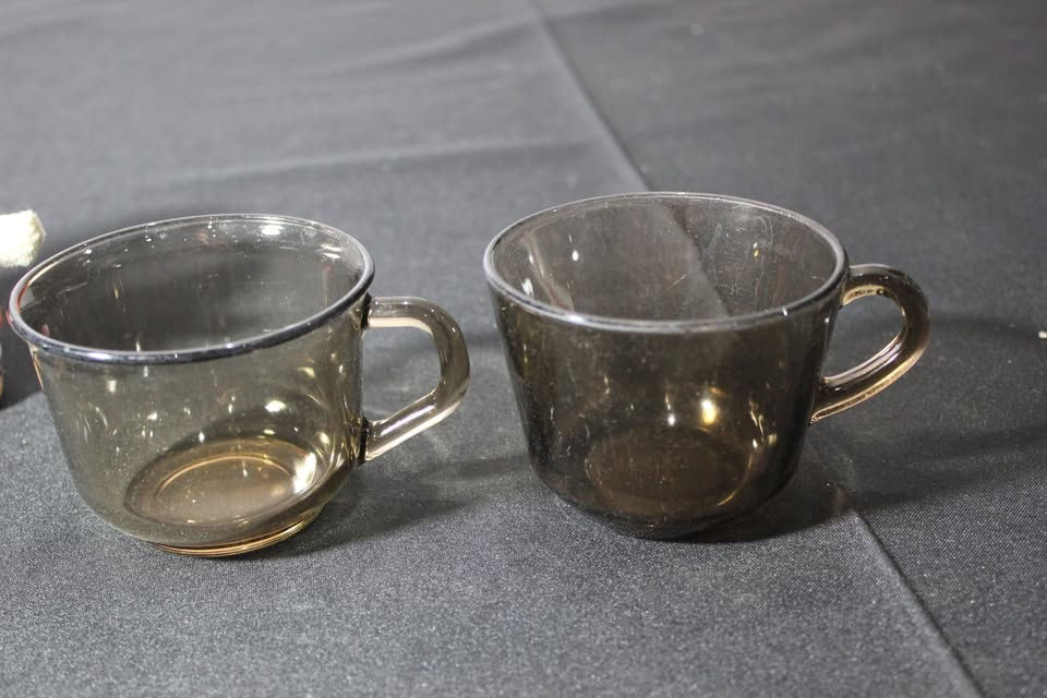 Thumbnail: VINTAGE BROWN GLASS TEA CUPS MARKED