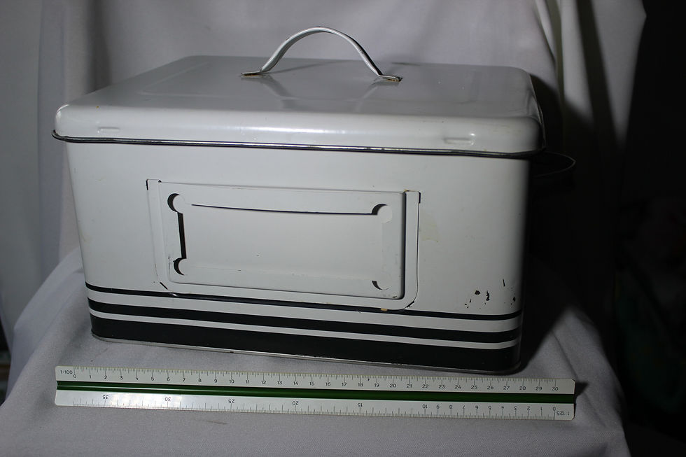 Thumbnail: Vintage Woolworths Biscuit Tin With Label Space and Handled Lid