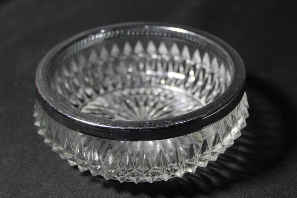 Thumbnail: GLASS BOWL WITH SILVER RIM