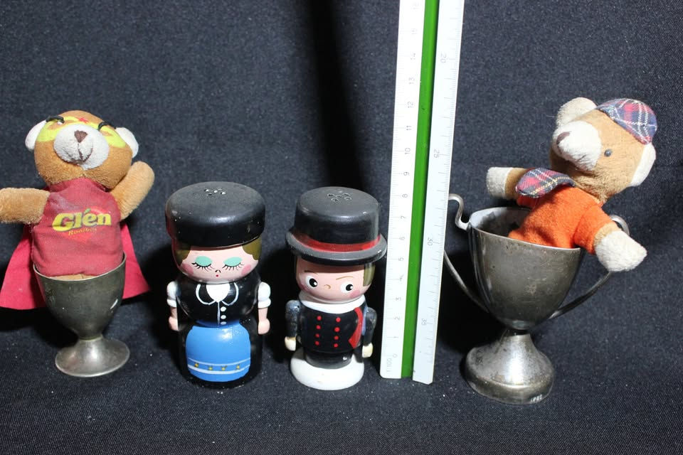 Thumbnail: Collectors Wooden Salt & Pepper Shakers | Vintage Hand-painted Traditional costu
