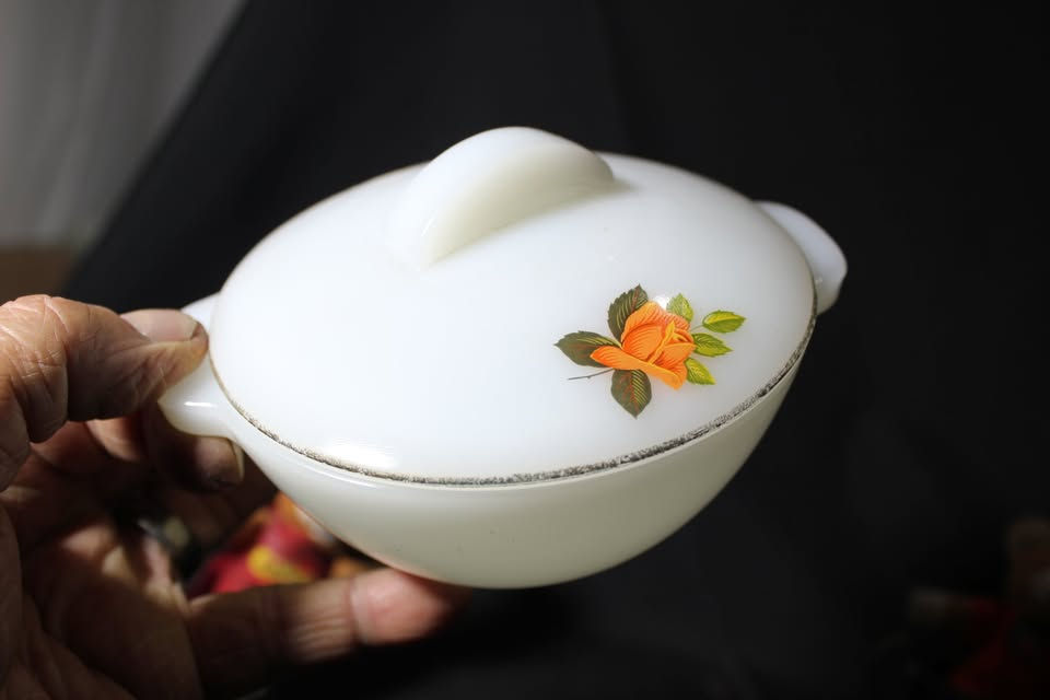 Thumbnail: MILK GLASS BOWL AND LID FRENCH ARCOPOL