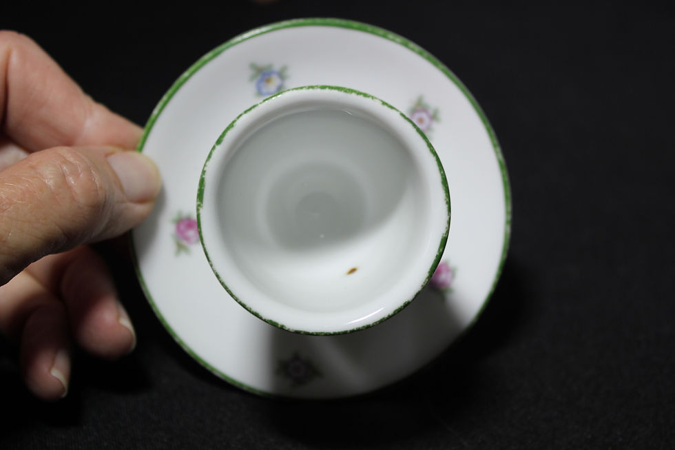 Thumbnail: Bavaria Porcelain Egg Cup Attached to Saucer
