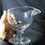 Thumbnail: DESIGNER HANDMADE Heavy Clear Glass Pedestal Gravy Boat Applied Glass Handle