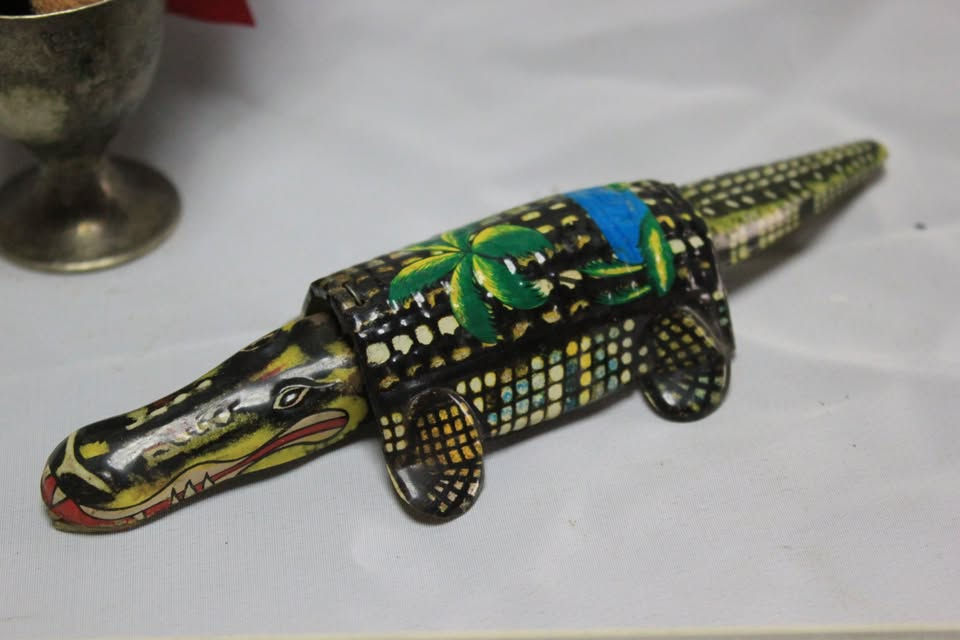 Thumbnail: VTG TIN TOY CROCODILE ORNAMENT