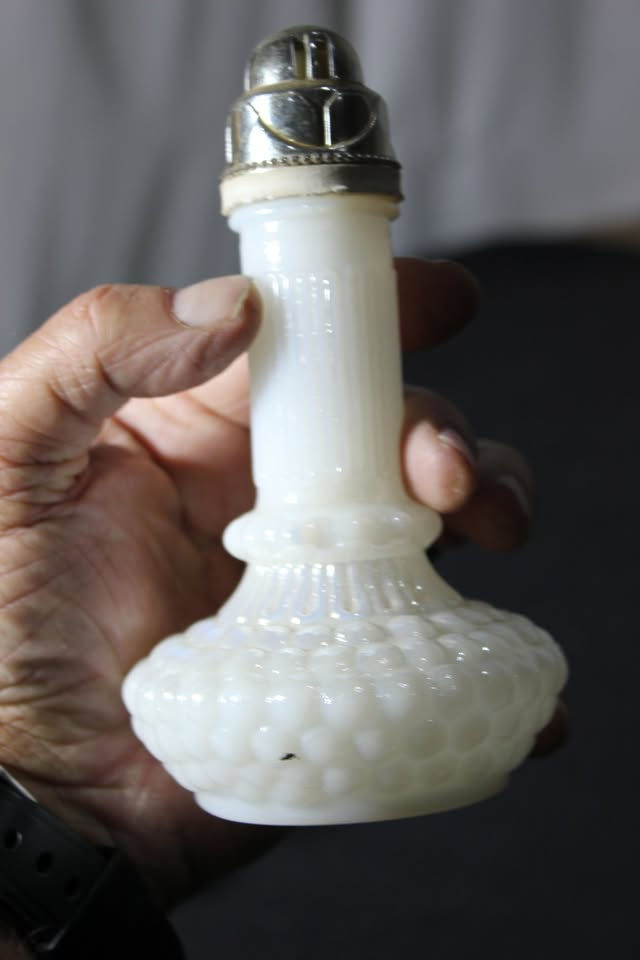 Thumbnail: Vintage lustreware iridescent bobble glass fragrance diffuser bottle FREE PUDO