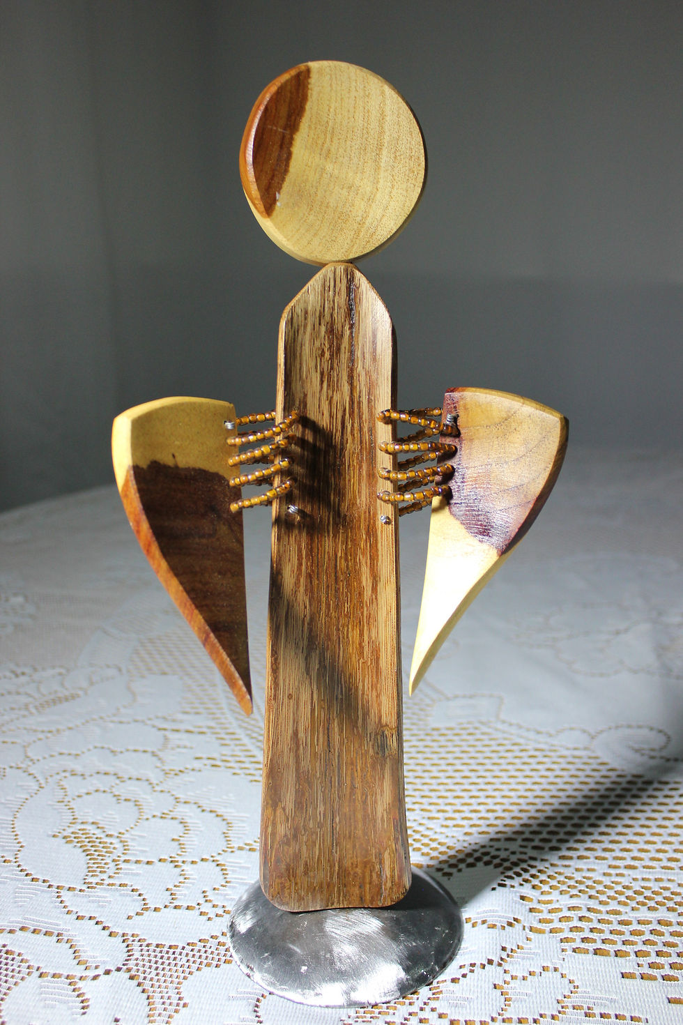 Thumbnail: Wooden and Steel Angel African Art Noveau