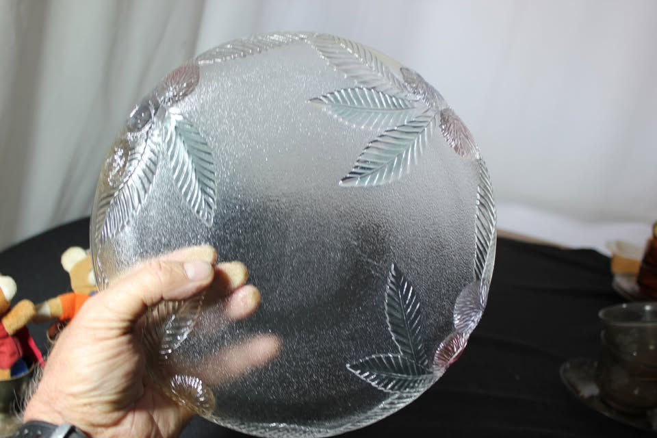 Thumbnail: FROSTED GLASS PLATTER WITH TINTED IMPRESSIONS