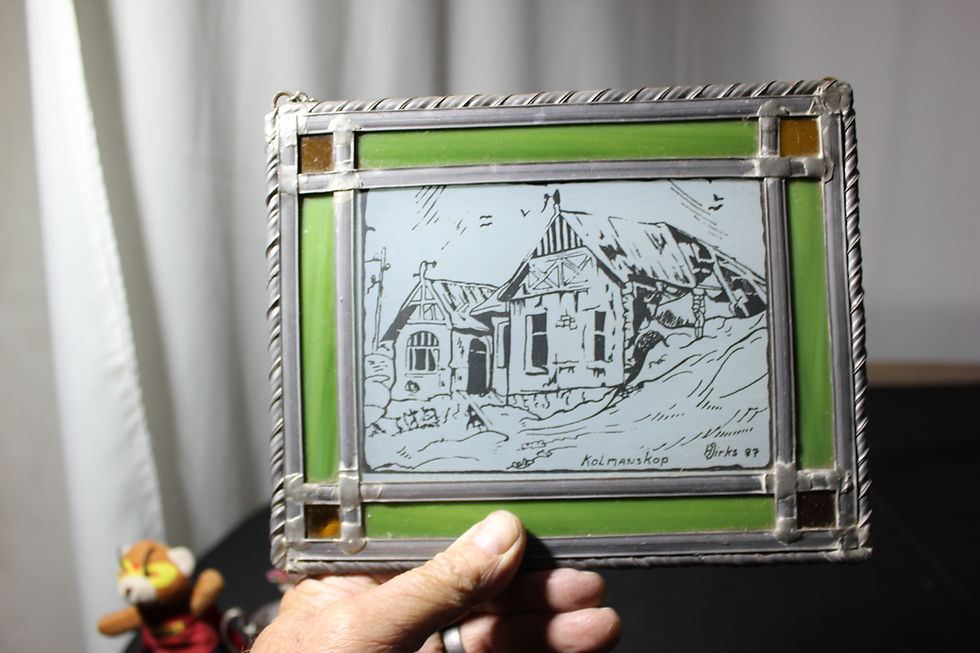 Thumbnail: LED Nickel and Colour Glass Frame "Kolmanskop" HDirks 1987 etched on glass