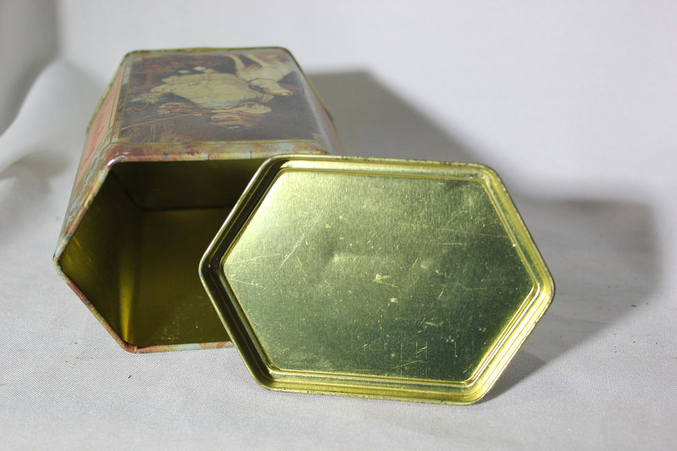 Thumbnail: Vintage English Candy Branded Tin Hex Design
