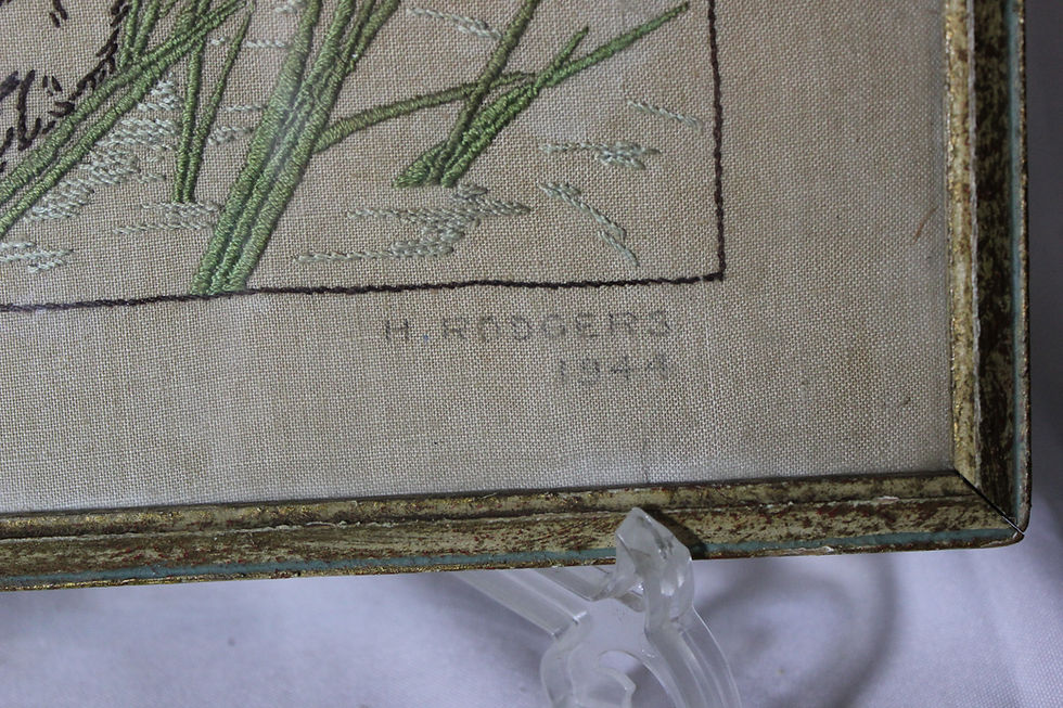 Thumbnail: Signed Embroidery Cocker Spaniels done by H Rodgers 1944