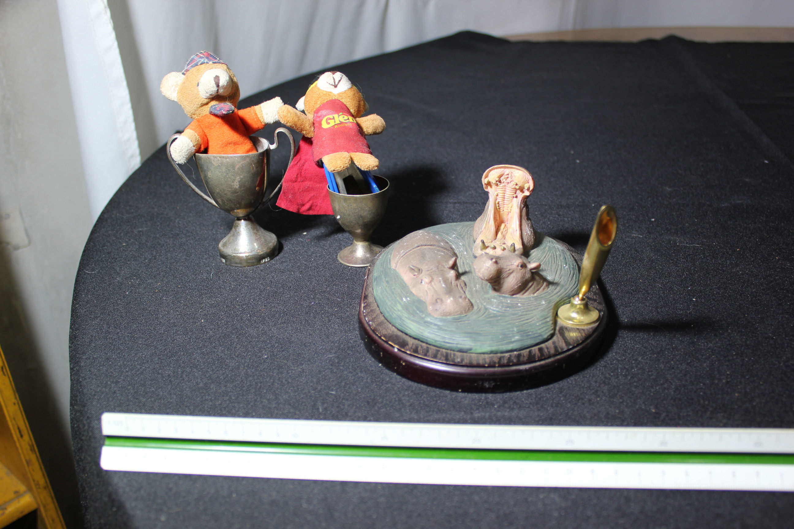 Wild Africa 1960's Desk Pen Holder with Rhino