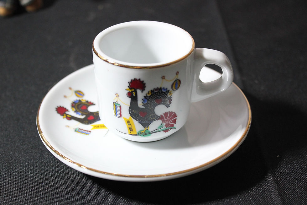 Thumbnail: Vintage Portuguese Rooster Galo De Barcelos Espresso Cup and Saucer