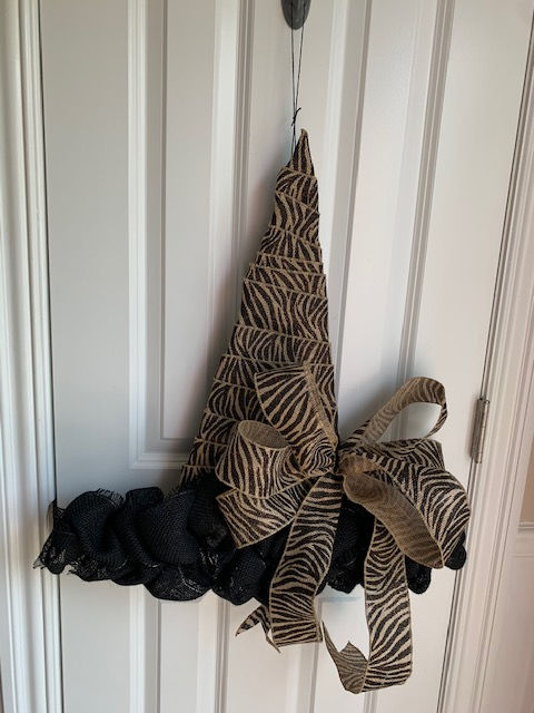 Thumbnail: burlap ribbon witch hat decor