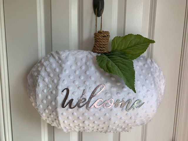 Thumbnail: white pumpkin shaped welcome wreath