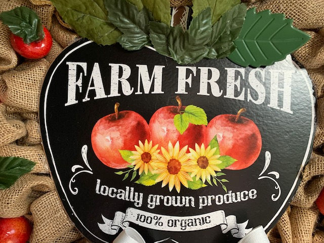 Thumbnail: Farmhouse apple burlap wreath