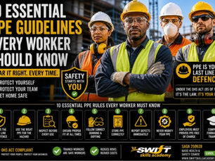 "PPE rules South Africa workers wearing hard hats safety gloves hi vis vests respirators industrial workplace OHS Act compliant personal protective equipment training Swift Skills Academy"
