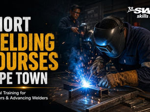 "South African learner completing a short practical welding course at Swift Skills Academy in Cape Town, covering Stick, MIG, TIG, Flux Core, cutting and artisan-development pathways"