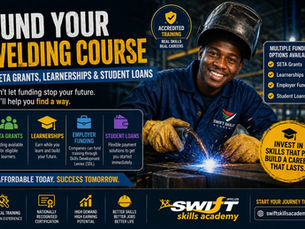 "Welding courses South Africa – SAQA and QCTO accredited training in Cape Town with SETA grants, learnerships, and student funding options. Master MIG, TIG, and ARC welding in professional workshops with Red Seal certification pathways. Swift Skills Academy empowers skilled welders to access SETA‑funded learnerships, boost career mobility, and secure high‑demand trade jobs through accredited skills development."